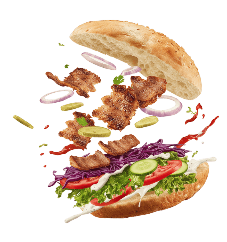 Frischer Döner Kebab mit Salat, Fleisch und Soßen